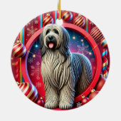 Chien hirsute de fête avec décorations de Noël (Dos)