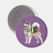 Chien Husky avec Aimant Photo Fleur (Recto/Verso)