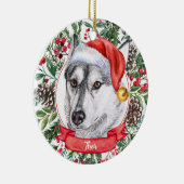Chien Husky Custom Santa Hat Ornement de Noël (Droite)