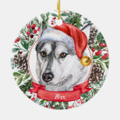 Chien Husky Custom Santa Hat Ornement de Noël (Dos)