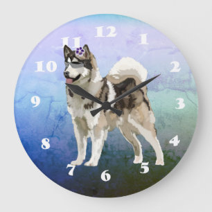 Chien Husky, horloge murale Husky Art