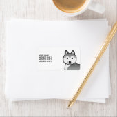 Chien Husky Sibérien Argenté & Étiquette de Texte (En situation)