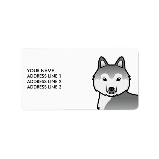 Chien Husky Sibérien Argenté & Étiquette de Texte (Devant)