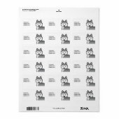 Chien Husky Sibérien Argenté & Étiquette de Texte (Feuille entière)