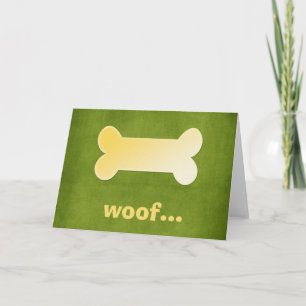 Chien jaune Os *Woof* Carte de voeux vierge