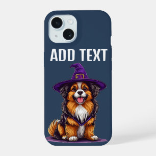 Chien joyeux portant un chapeau de sorcière