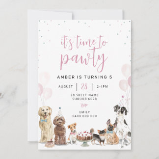 Chien laisse Pawty Invitation d'anniversaire