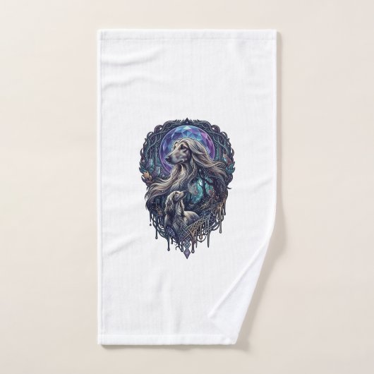 Chien Lune Cristal Forêt Enchantée_1 (Serviette à main)