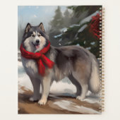 Chien malamué de l'Alaska en Noël de neige (Dos)