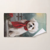 Chien maltais à Noël de neige (Serviette à main)