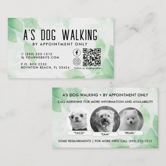 Chien Marcher QR Code Carte de visite photo (Devant / Derrière)