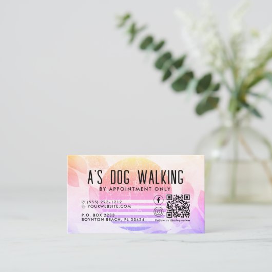 Chien Marcher QR Code Carte de visite photo (Debout devant)