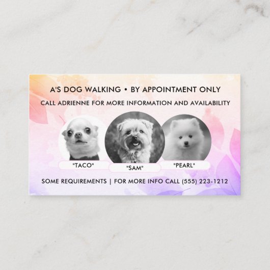 Chien Marcher QR Code Carte de visite photo (Dos)