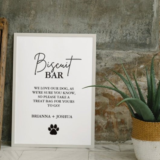Chien mariage moderne traiter signe biscuit bar en
