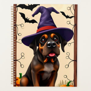 Chien mignon avec chapeau de sorcière
