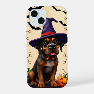 Chien mignon avec chapeau de sorcière