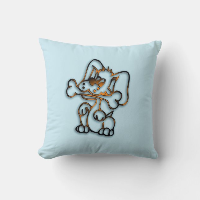Chien mignon avec Coussin bleu os (Recto)