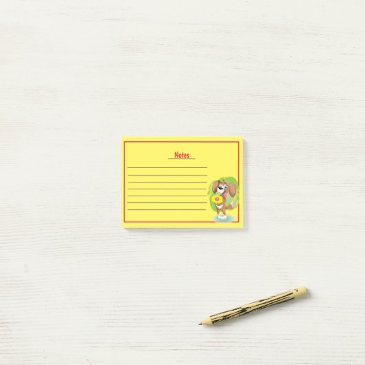 Chien mignon avec lignes Post-it Notes (Sur un bureau)