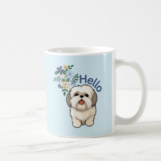 Chien mignon Bonjour Mug (Droite)