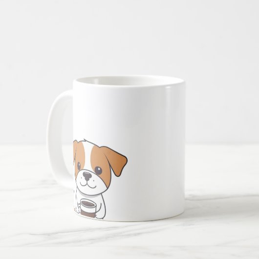 Chien mignon buvant de la Mug de café (Devant gauche)