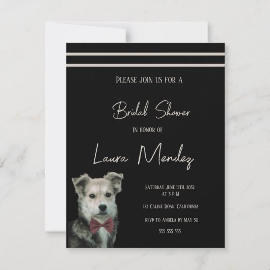 Chien mignon chien nuptial Douche Invitation (Devant)