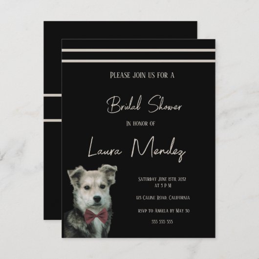 Chien mignon chien nuptial Douche Invitation (Devant / Derrière)