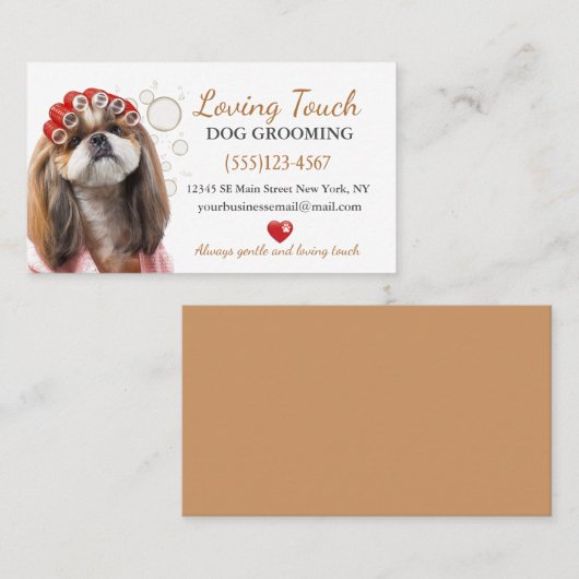 Chien mignon Dans Les Curlers Carte de visite De S (Devant / Derrière)