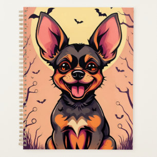 Chien mignon dans une scène d'Halloween avec des c