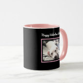 Chien mignon deux photo Valentines roses Jour Mug (Devant droit)