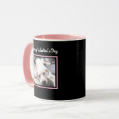 Chien mignon deux photo Valentines roses Jour Mug (Devant gauche)