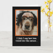 Chien mignon en Masque amusant Carte d'Halloween (Fleur jaune)