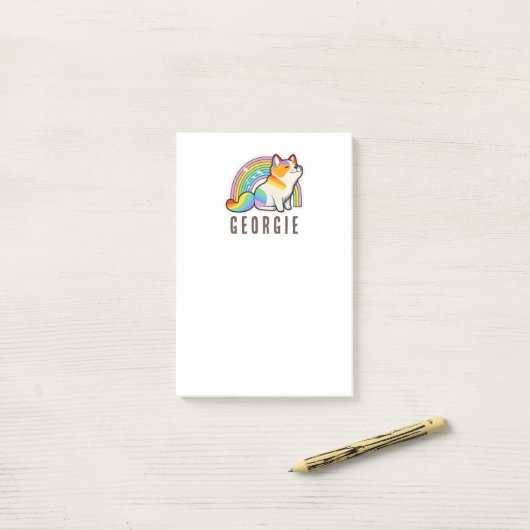 Chien mignon et arc-en-ciel Post-It Notes (Sur un bureau)