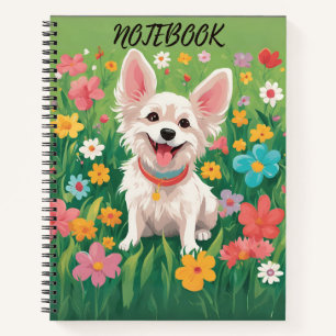 Chien mignon et Rose Carnet personnalisé - Parfait