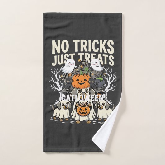 Chien Mignon Halloween Pas de Farces Rien que des (Serviette à main)