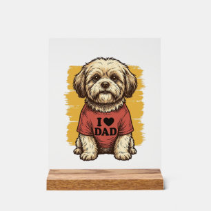 Chien Mignon J'Aime Papa Gravure Vintage Vecteur C