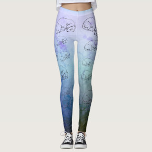 Chien mignon, Leggings bleus tout-sur-impression