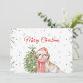 Chien mignon Père Noël Casquette Merci de Noël (Debout devant)