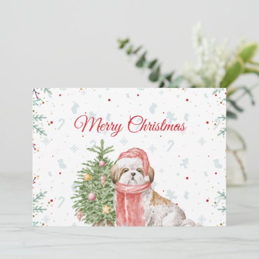 Chien mignon Père Noël Casquette Merci de Noël (Debout devant)