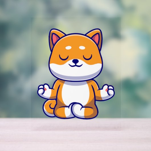 Chien mignon shiba inu faisant du yoga méditation (Neutre)