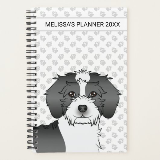 Chien Mini Goldendoodle Parti-couleur Noir & Texte (Devant)