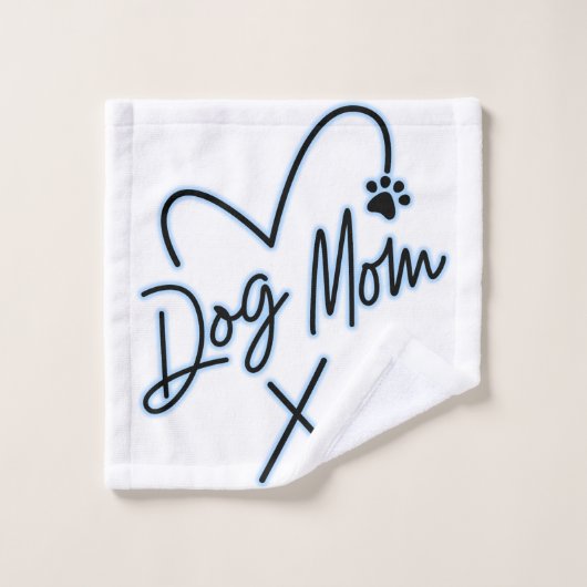 CHIEN MOM, COEUR BLEU CLAIR (Gant de toilette)
