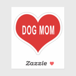 CHIEN MOM Red Love Heart Vinyl Sticker