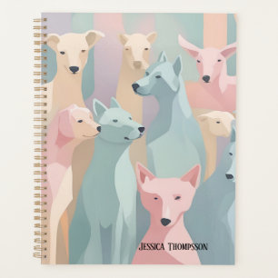 Chien Motif Pastel couleurs minimaliste illustrati
