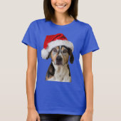 Chien Noël Drôle Noël Portant le T-shirt du chapea (Devant)