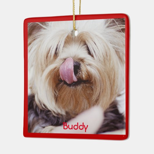 Chien Noël Ornements Carré Ajouter Photo personnal (Gauche)