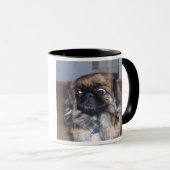 Chien noir et blanc Empreinte de patte Photo Mug (Devant droit)