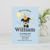 chien noir Invitation anniversaire, ballon, levret (Debout devant)