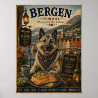 Chien norvégien de type Elkhound à Bergen Affiche