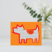 'chien orange' peinture numérique Carte postale (Debout devant)