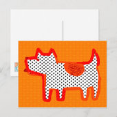 'chien orange' peinture numérique Carte postale (Devant / Derrière)